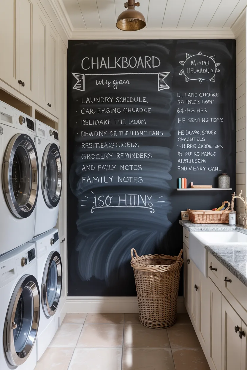 Farmhouse Laundry Room With Chalkboard Wall