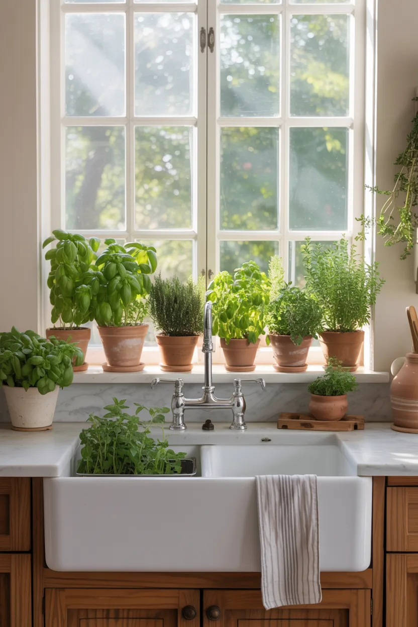 Farmhouse Sink With Window Garden and Natural Light