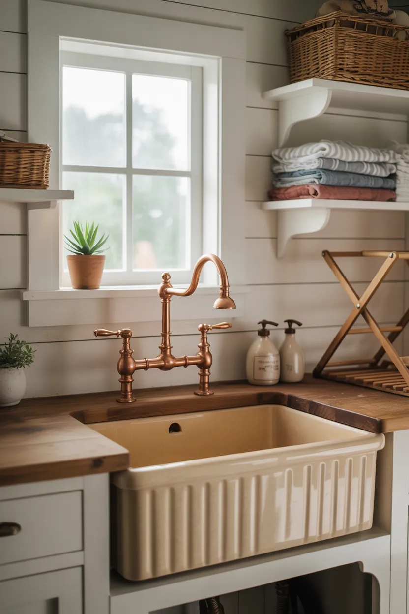 Farmhouse Sink as Laundry Room Centerpiece