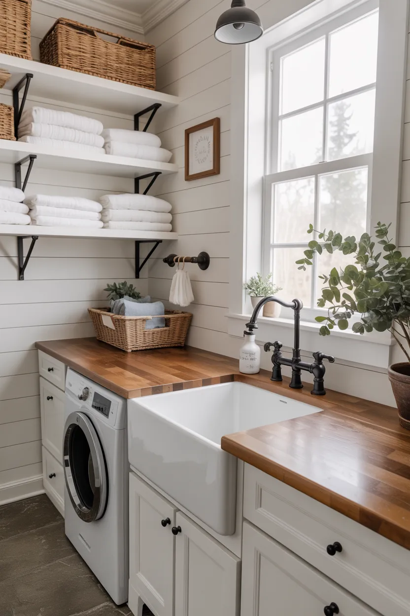 Farmhouse Sink in a Laundry Room for Practical Beauty