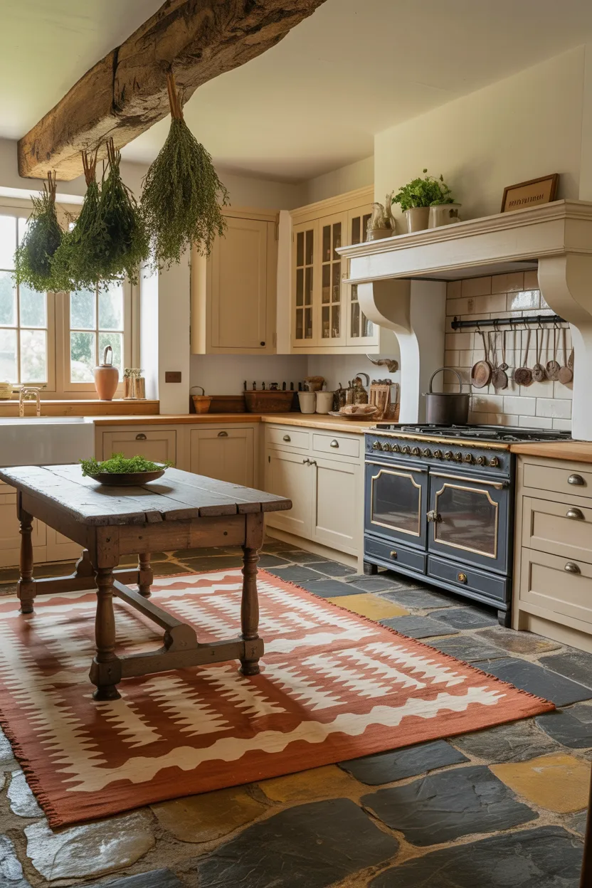  Flagstone Floor With Handwoven Rugs