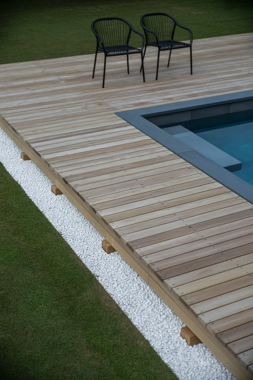 Floating Deck Design With Gravel Border