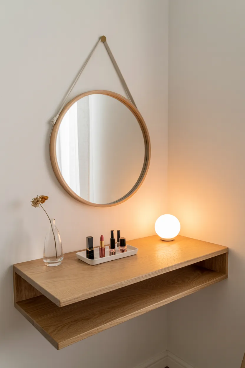  Floating Wall-Mounted Vanity With Minimalist Mirror