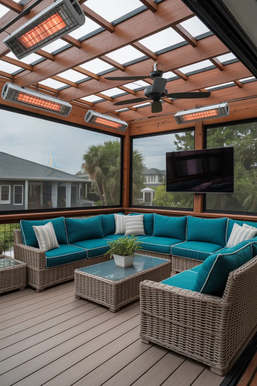 Four-Season Deck With Retractable Screens and Heaters
