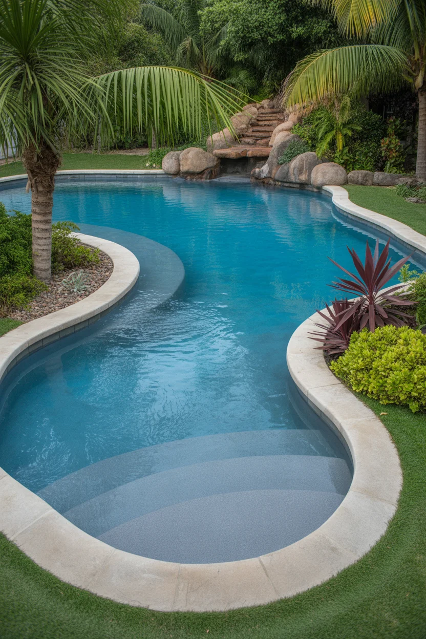 Freeform Pool with Beach Entry