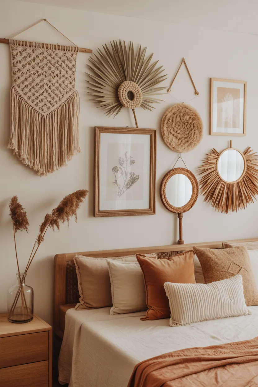 Gallery Wall With Mixed Boho Art
