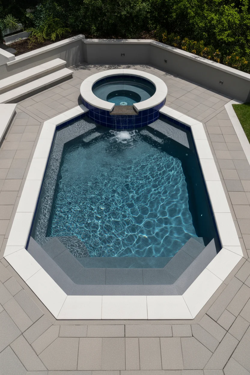 Geometric Pool with Integrated Spa