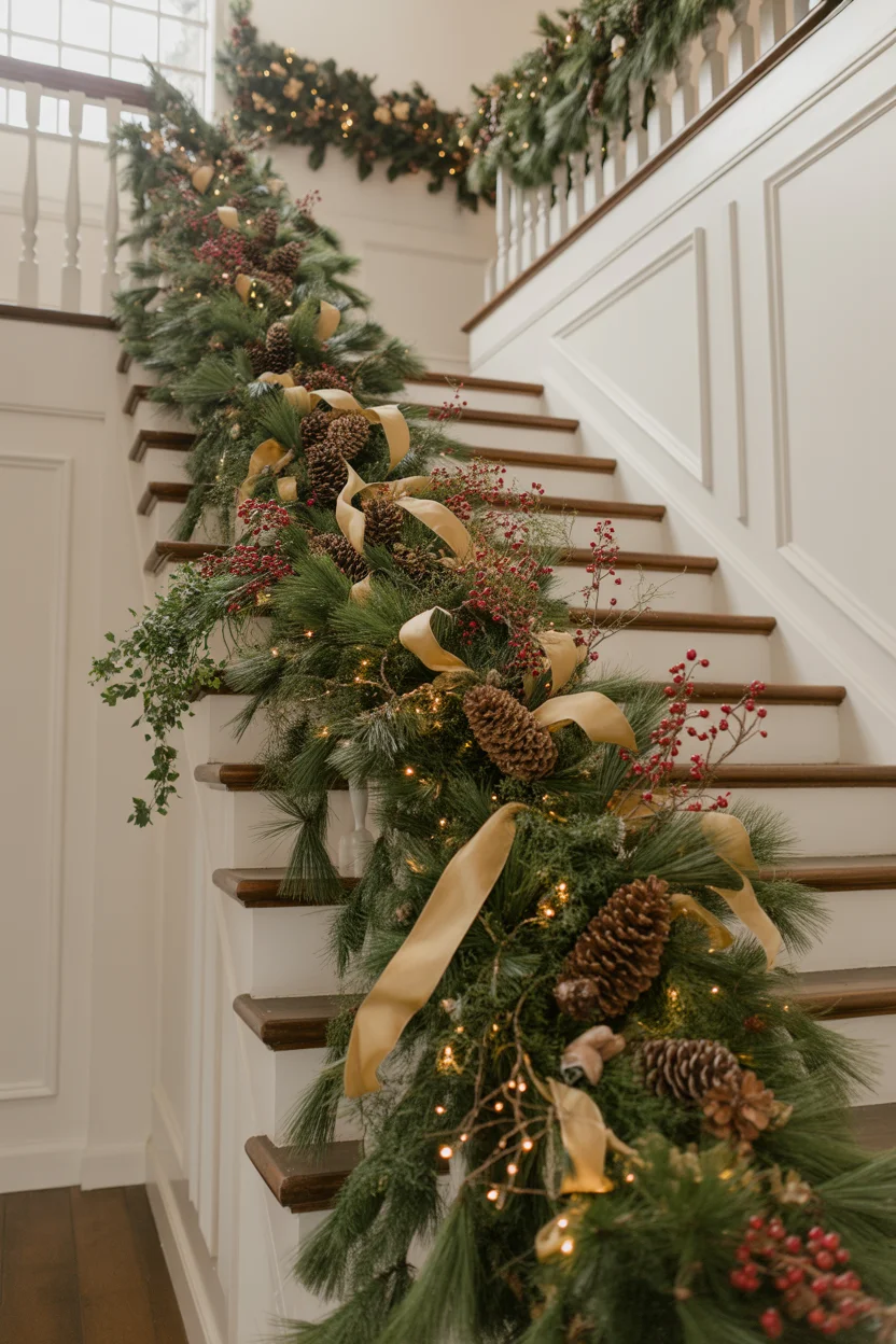 Grand Staircase Garland with Lights