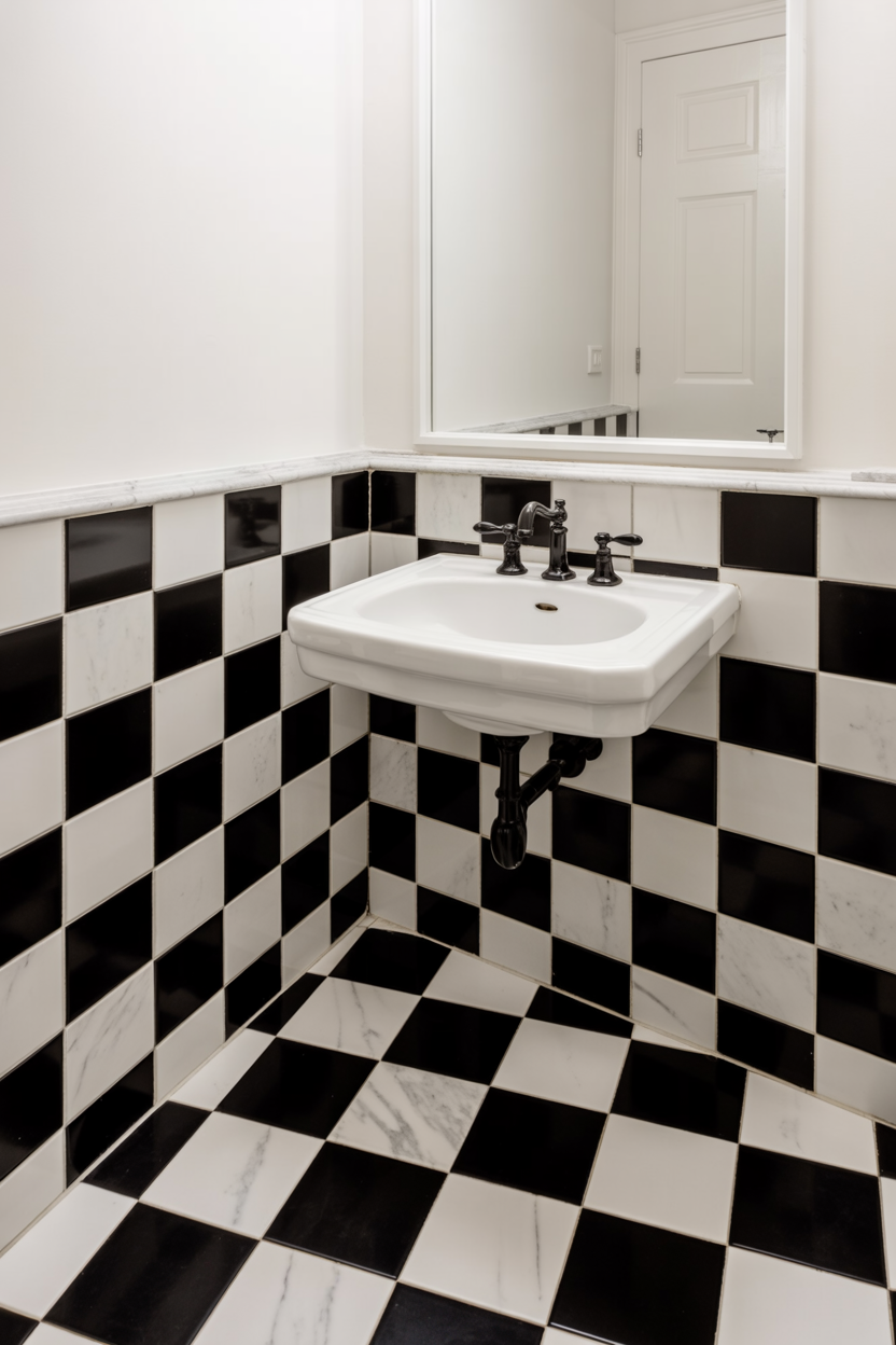 Graphic Black and White Tile Floor