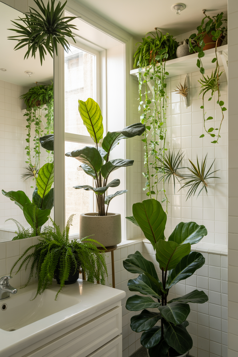  Green Bathroom With Maximalist Plants