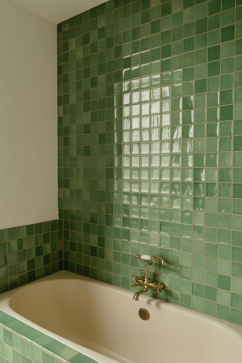  Green Zellige Tile Feature Wall