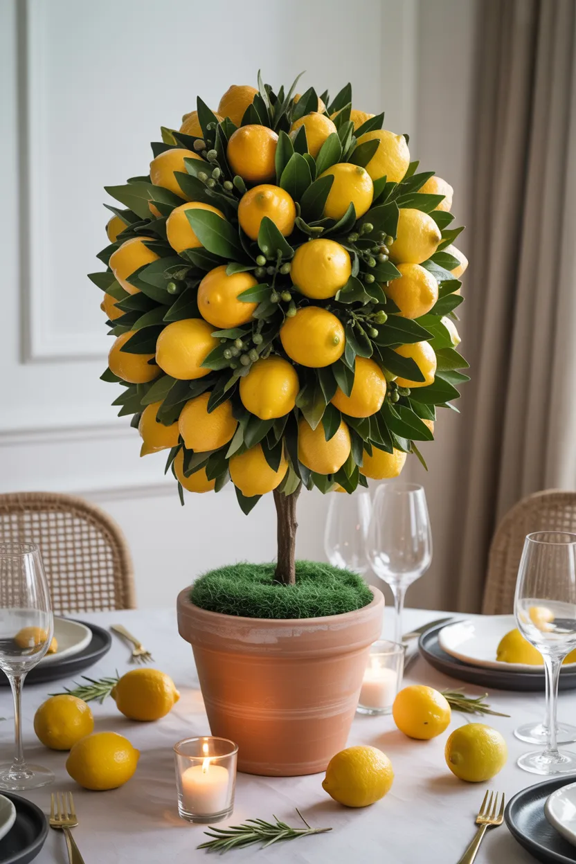 Lemon Topiary Tree as Table Centerpiece