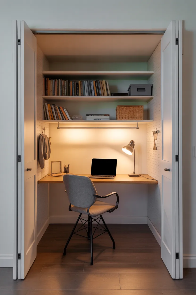Home Office Nook in Closet Conversion