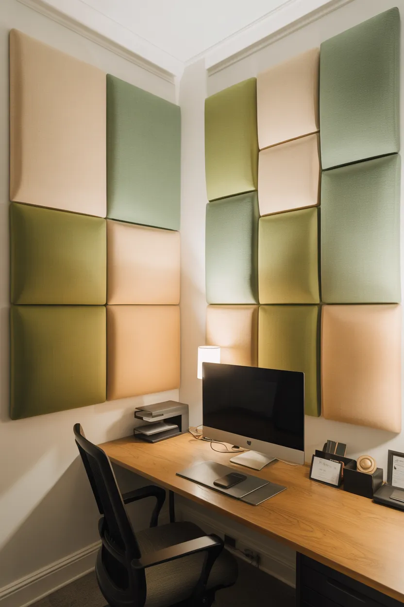 Home Office With Acoustic Panels for Focus
