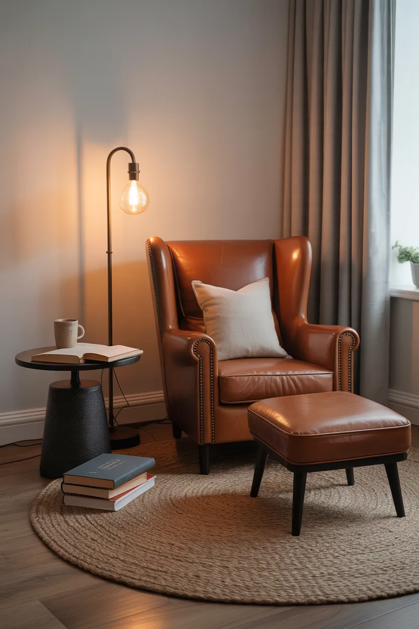 Home Office With Dedicated Reading Chair Zone