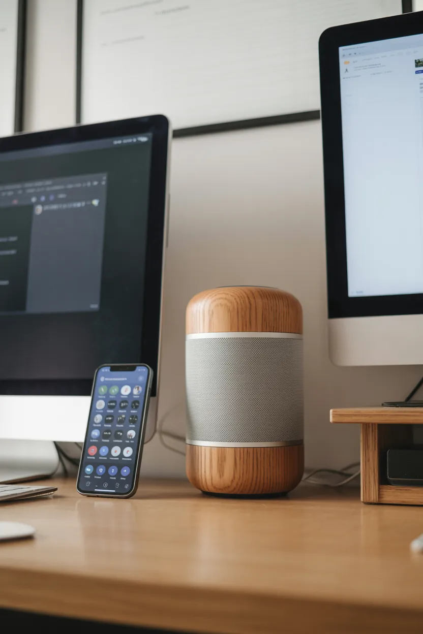 Home Office With Task-Focused Playlist System
