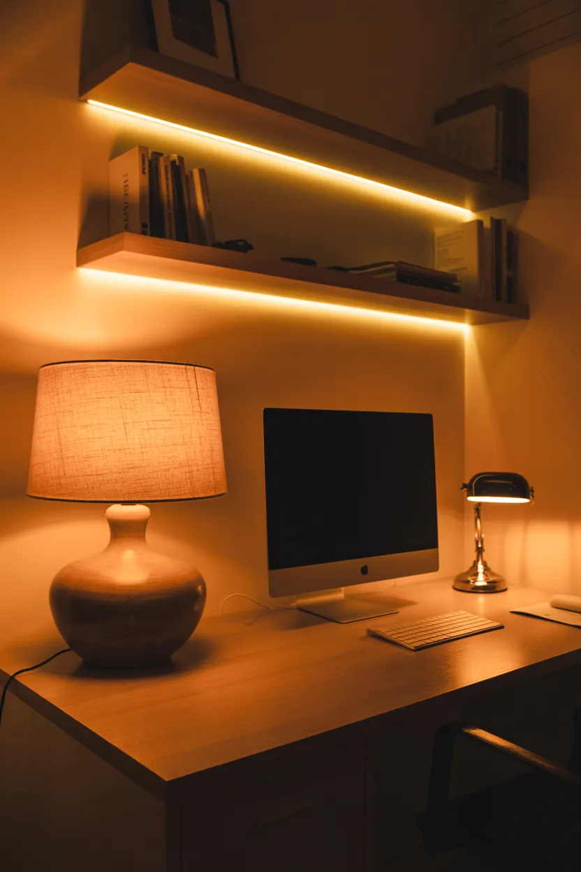 Home Office With Warm Amber Desk Lighting
Home Office Ideas