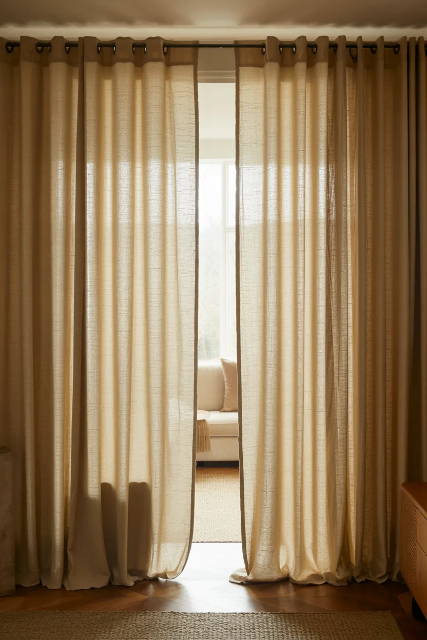 Hang Floor-to-Ceiling Curtains as a Soft Entry Divider