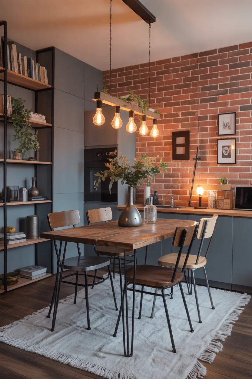 Industrial Style Dining in a Small Space