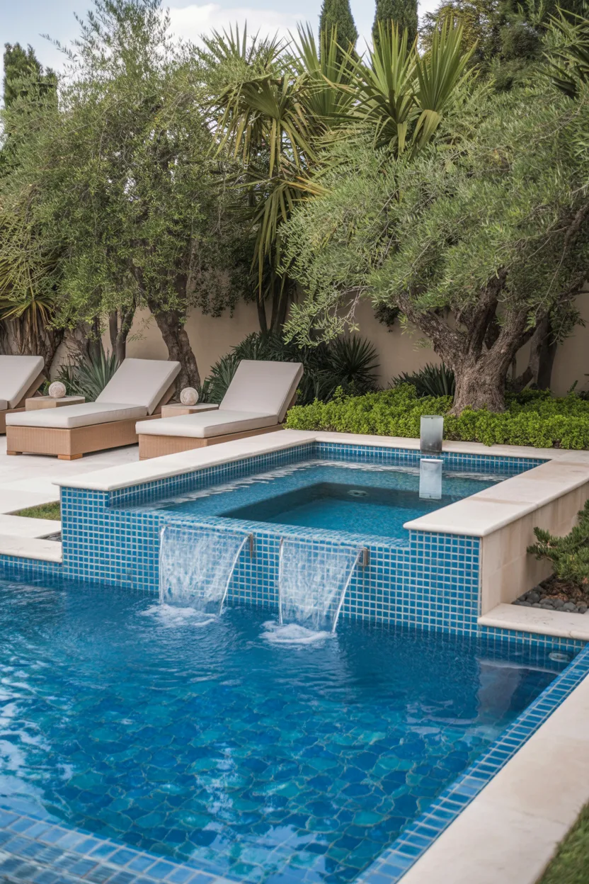 Jacuzzi Integrated Into a Swimming Pool Design