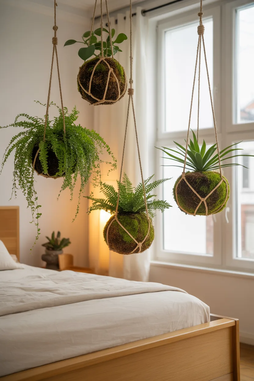  Japandi Bedroom With Kokedama Hanging Plants
Modern Japandi Bedroom Designs