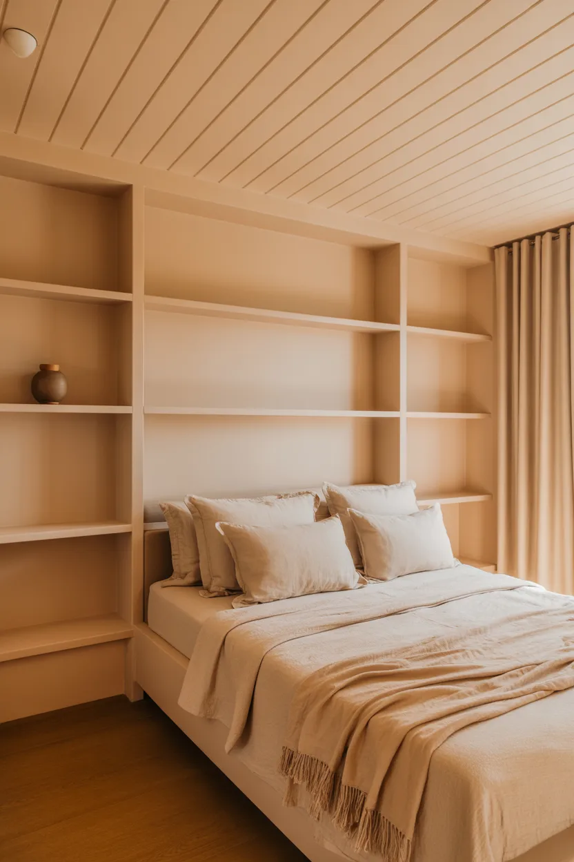  Japandi Bedroom With Neutral Color Drenching