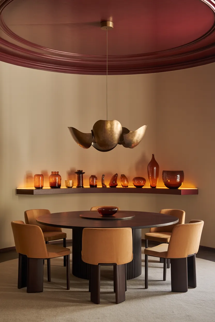 Lacquered Ceiling in a Bold Accent Color