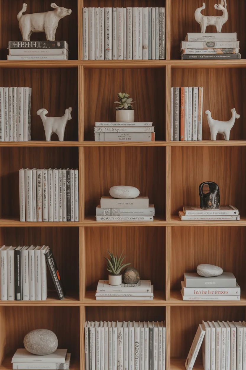 Layered Styling With Books Flat and Upright