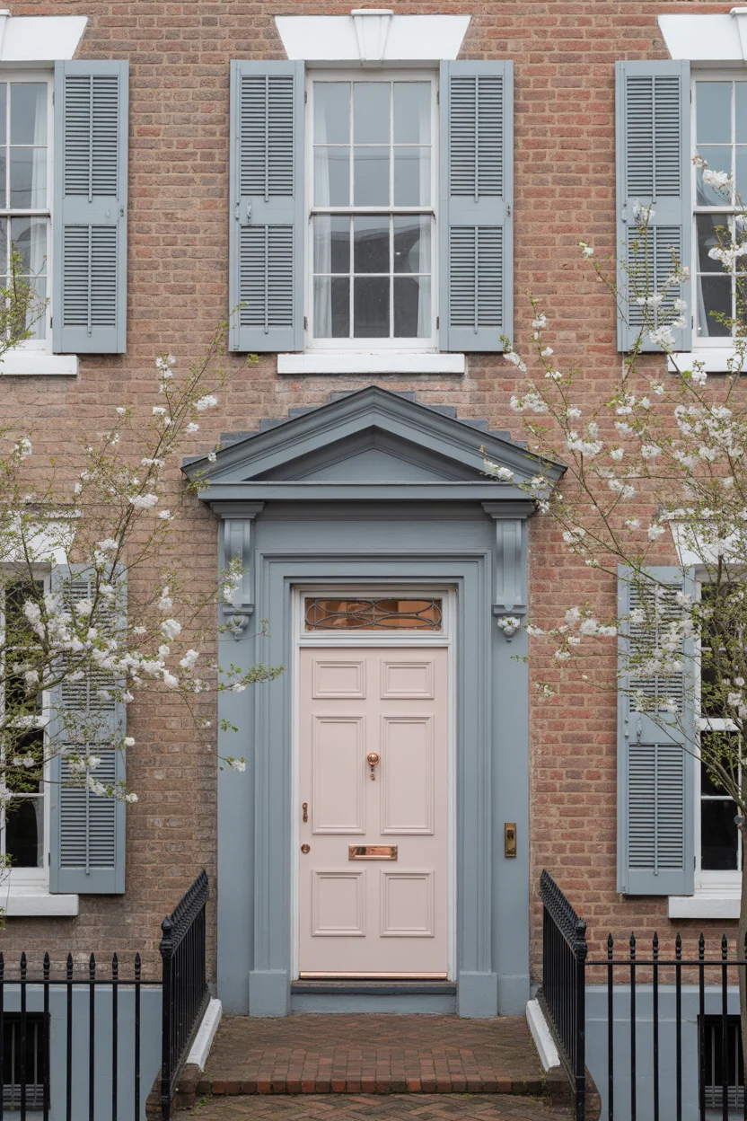 Light Gray Trim With Blush Pink Accents and Rose Gold Hardware