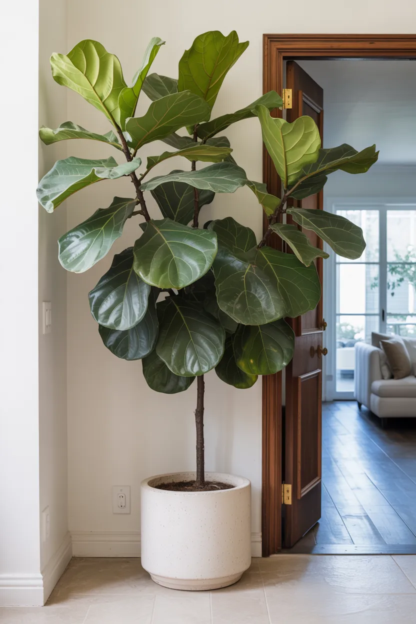 Place a Tall Fiddle Leaf Fig Tree as a Living Entry Marker