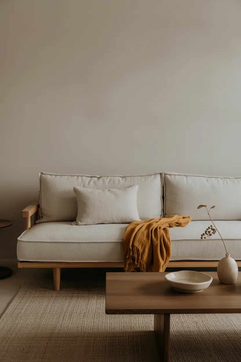 Low-Profile Sofa With Natural Linen Upholstery