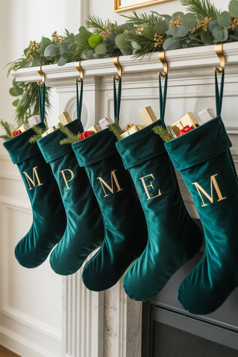 Luxe Velvet Stocking Display