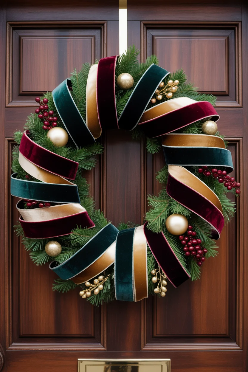 Luxury Velvet Ribbon Christmas Wreath