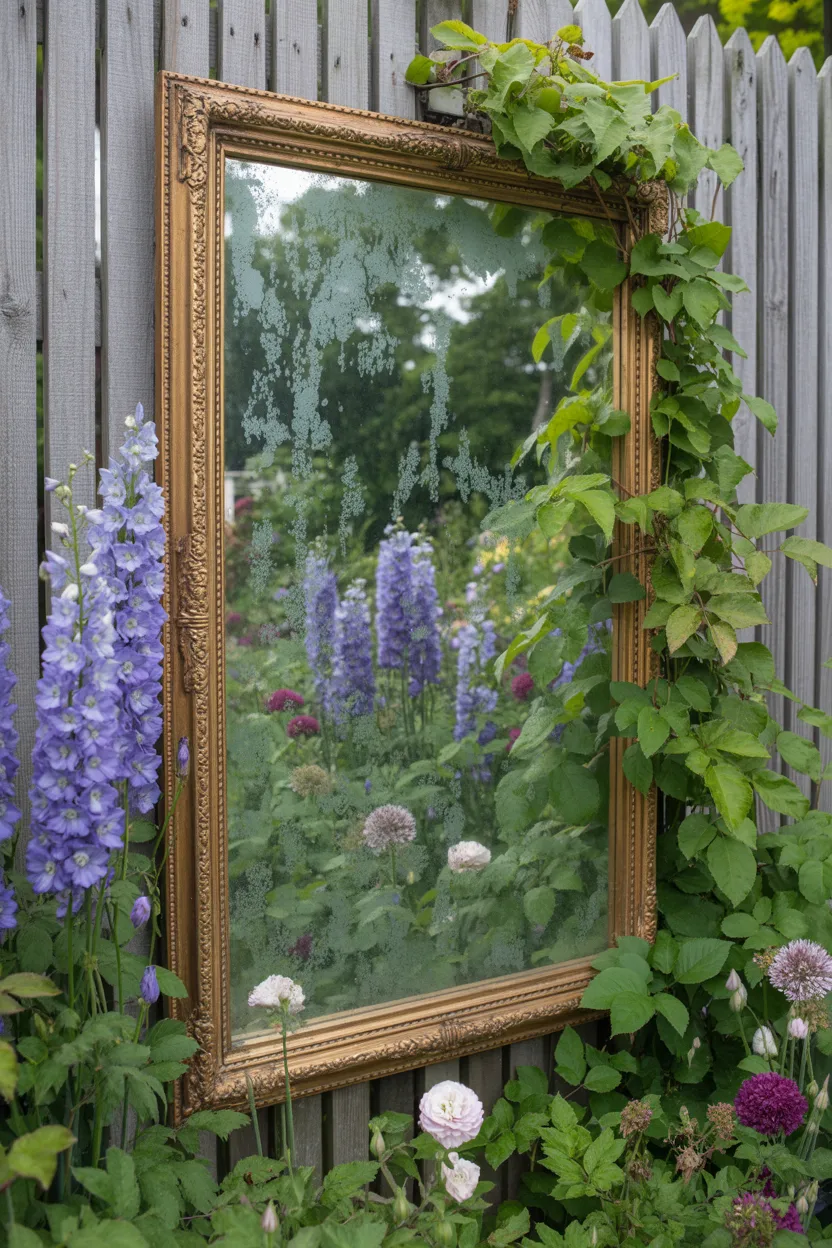 Flea Market Mirror in the Garden