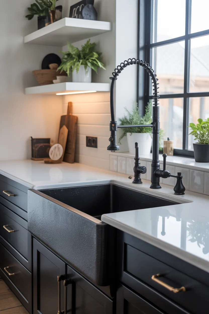 Matte Black Farmhouse Sink for a Bold Modern Kitchen