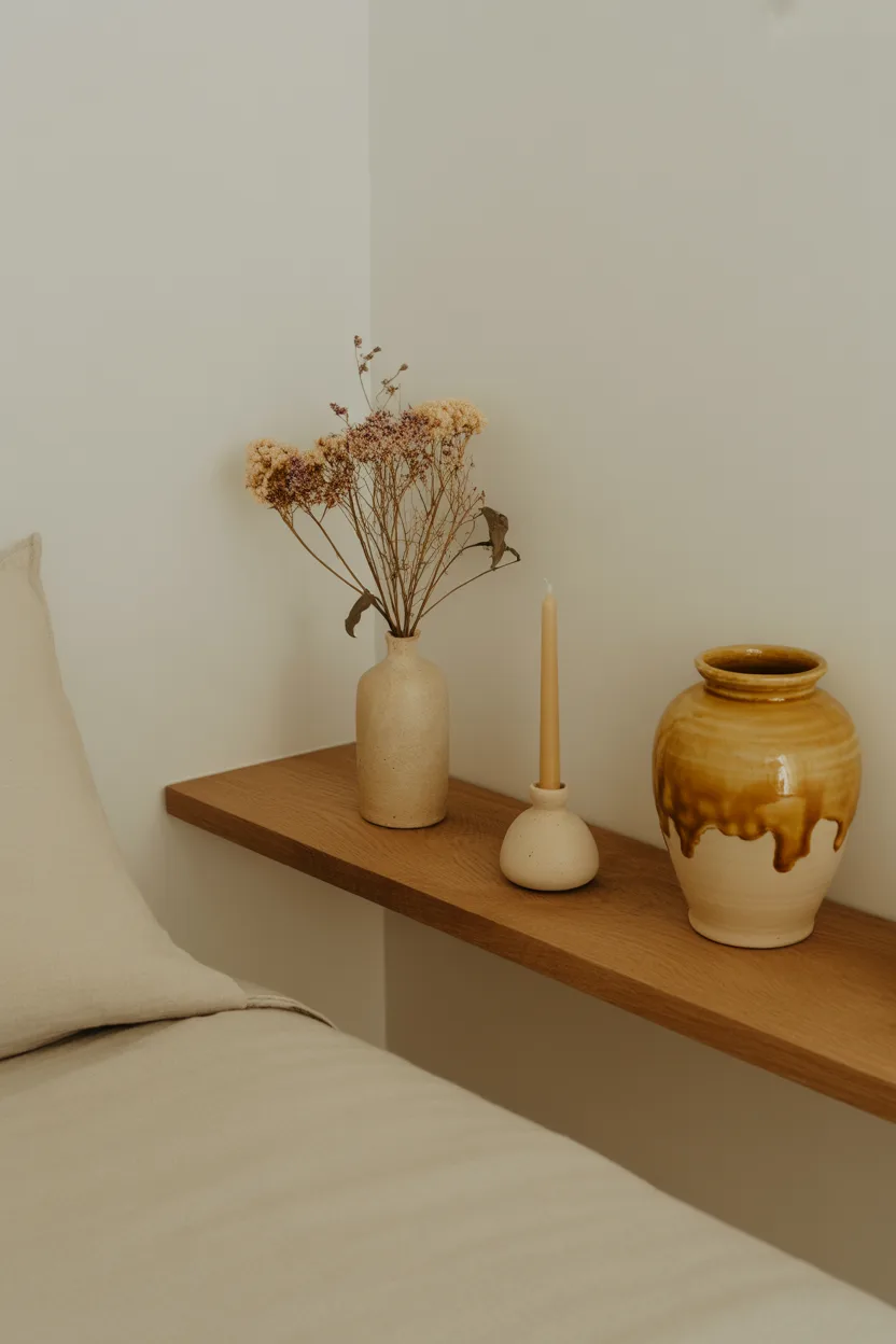 Minimalist Bedroom With Handmade Ceramic Objects