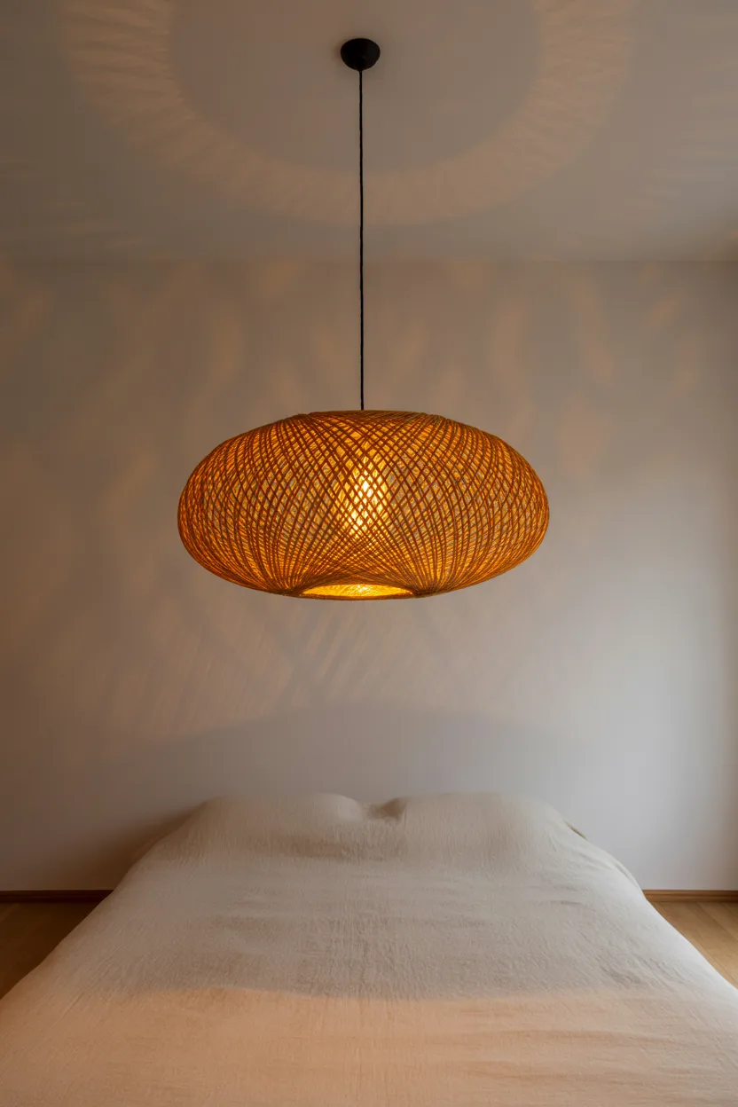  Minimalist Bedroom With Statement Ceiling Light