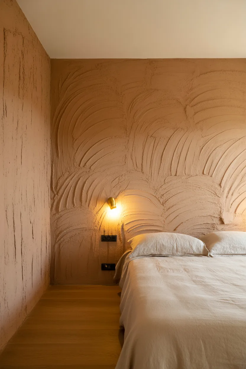  Minimalist Bedroom With Textured Plaster Walls