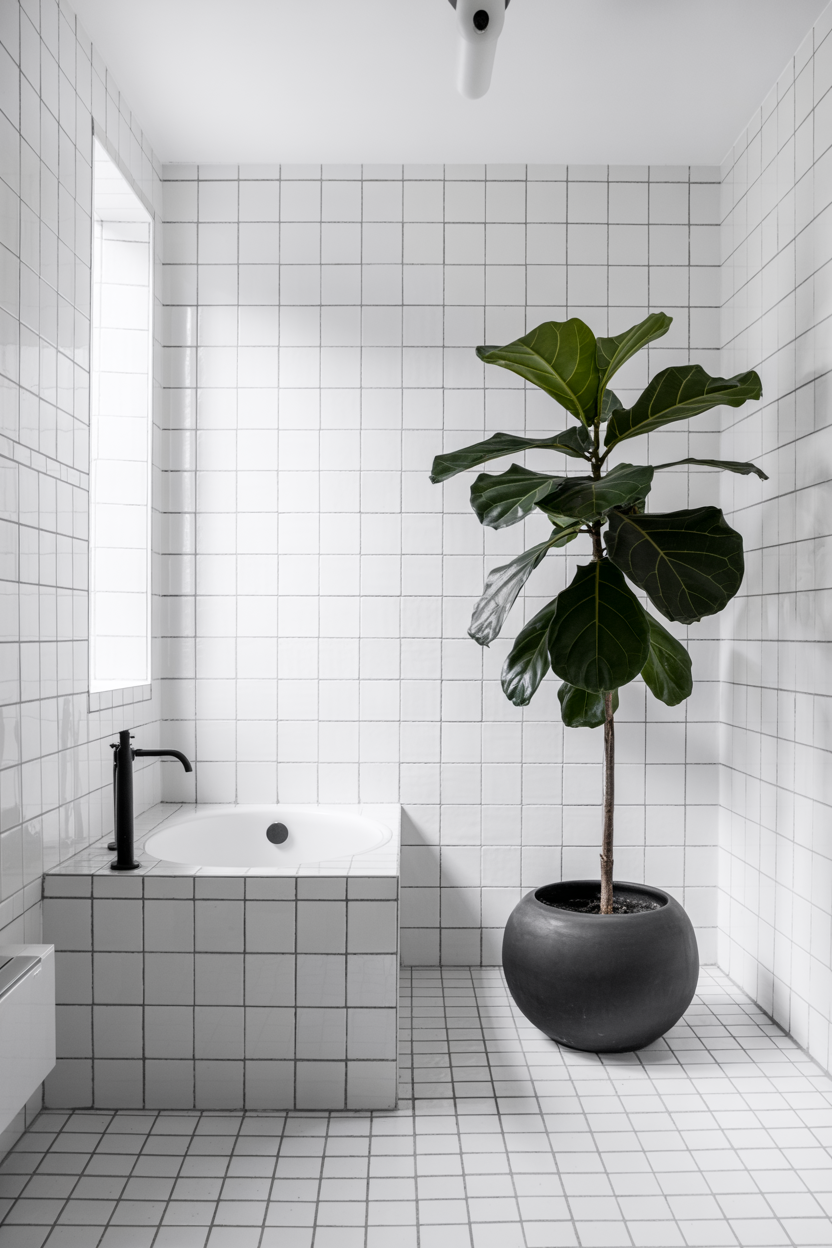 Minimalist Black and White With Single Plant