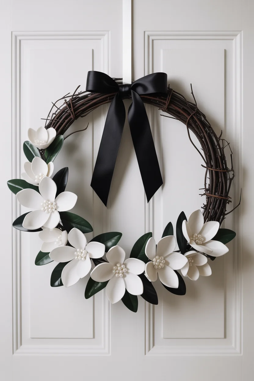 Minimalist Black and White Wreath