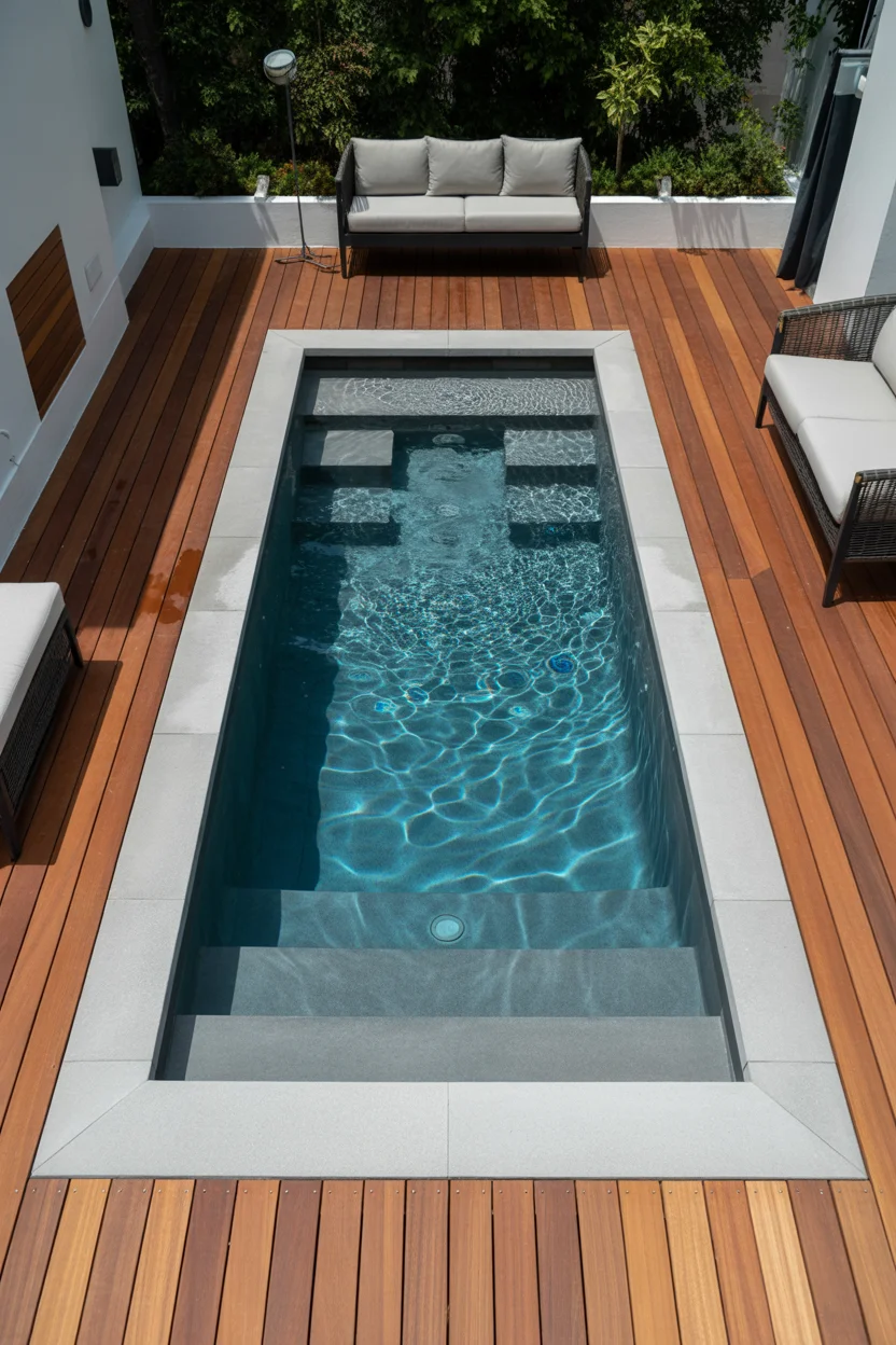 Minimalist Concrete Plunge Pool with Wooden Deck