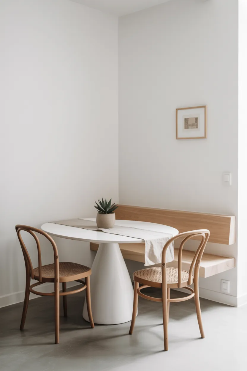 Minimalist Dining Nook With Floating Bench and Slim Table
