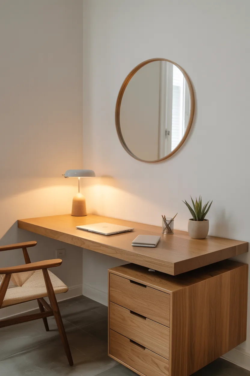 Minimalist Floating Desk With Hidden Storage