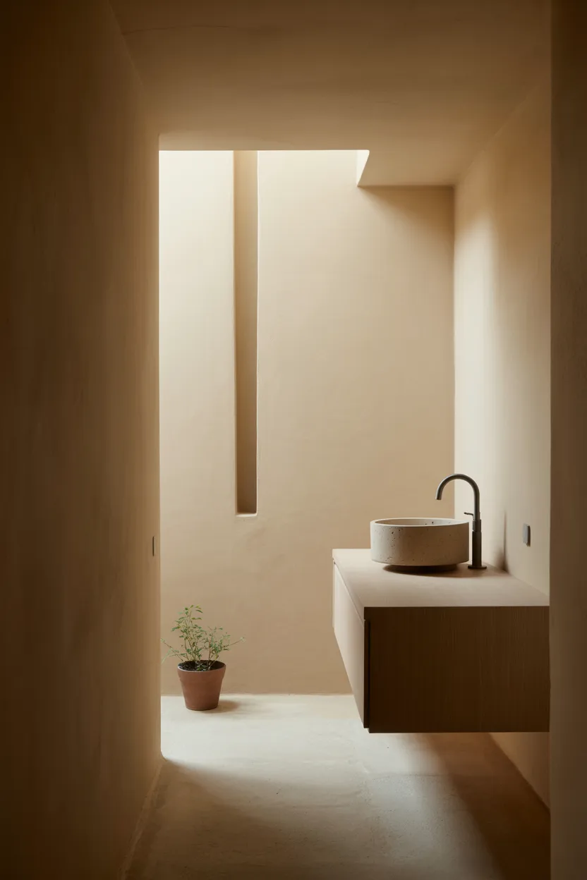 Minimalist Japandi Bathroom With Negative Space as Design