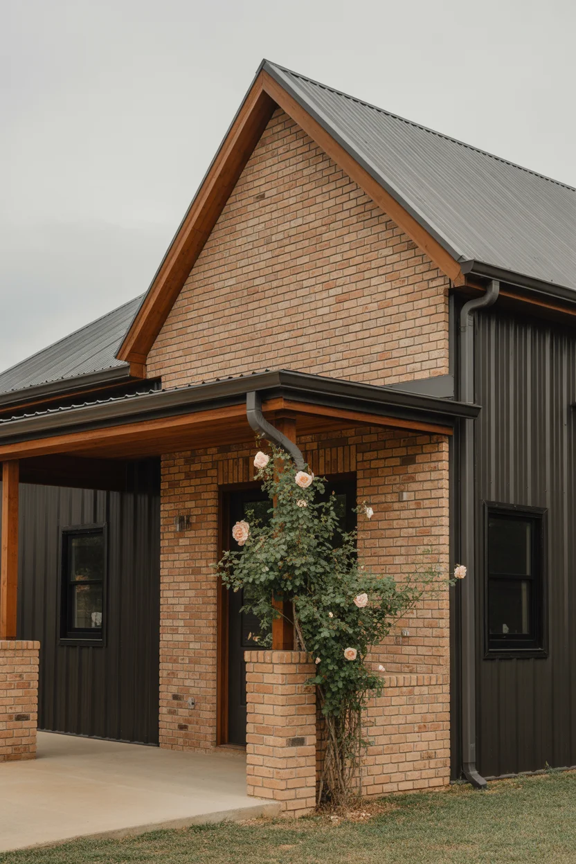 Mixed Material Exterior With Brick Veneer Accent