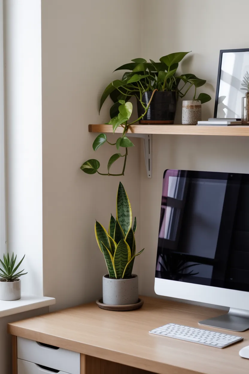 Style a Home Office Desk Corner with Focus-Friendly Plants