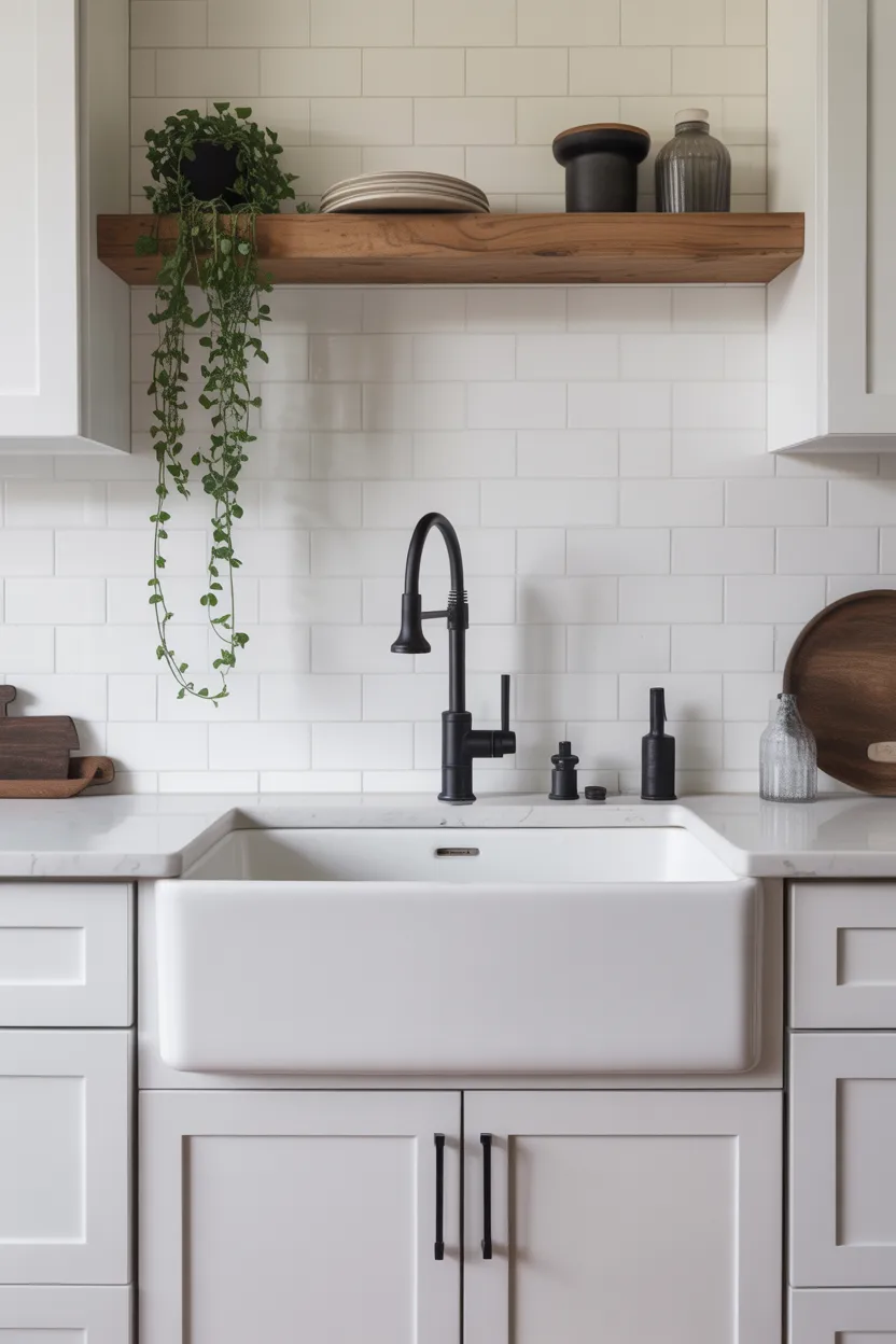 Modern Farmhouse Sink With Minimalist Black Faucet