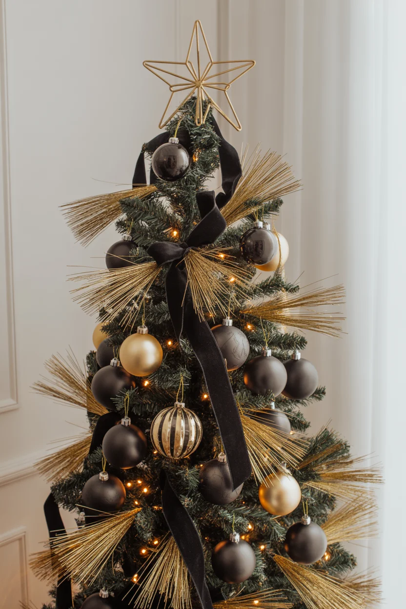 Monochrome Black and Gold Christmas Tree