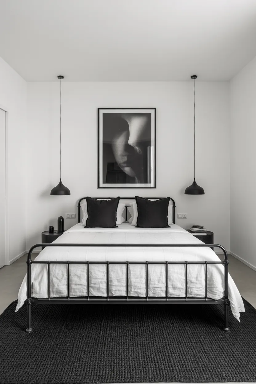 Monochrome Black and White Minimalist Bedroom