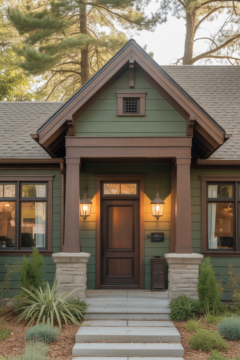 Moody Olive Green Joins the Most Sophisticated Exterior House Color Trends